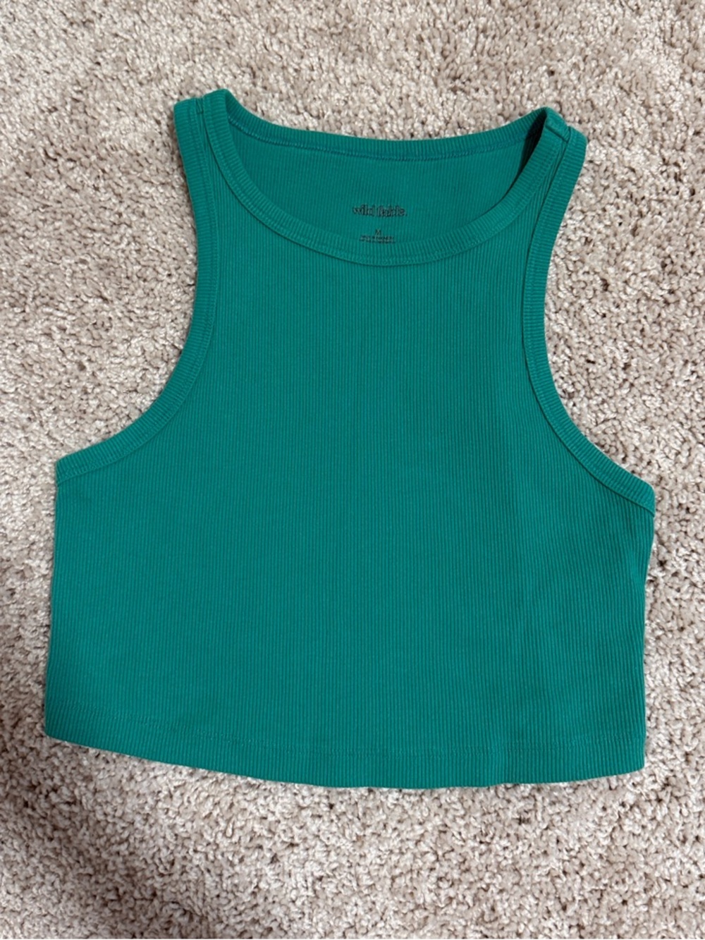 wild fable Teal Ribbed Cropped Tank